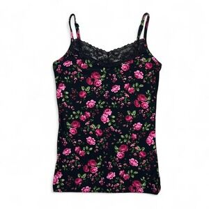 Vintage‎ Y2K No Boundaries Black Floral Lace Camisole Tank Top Small Whimsigoth